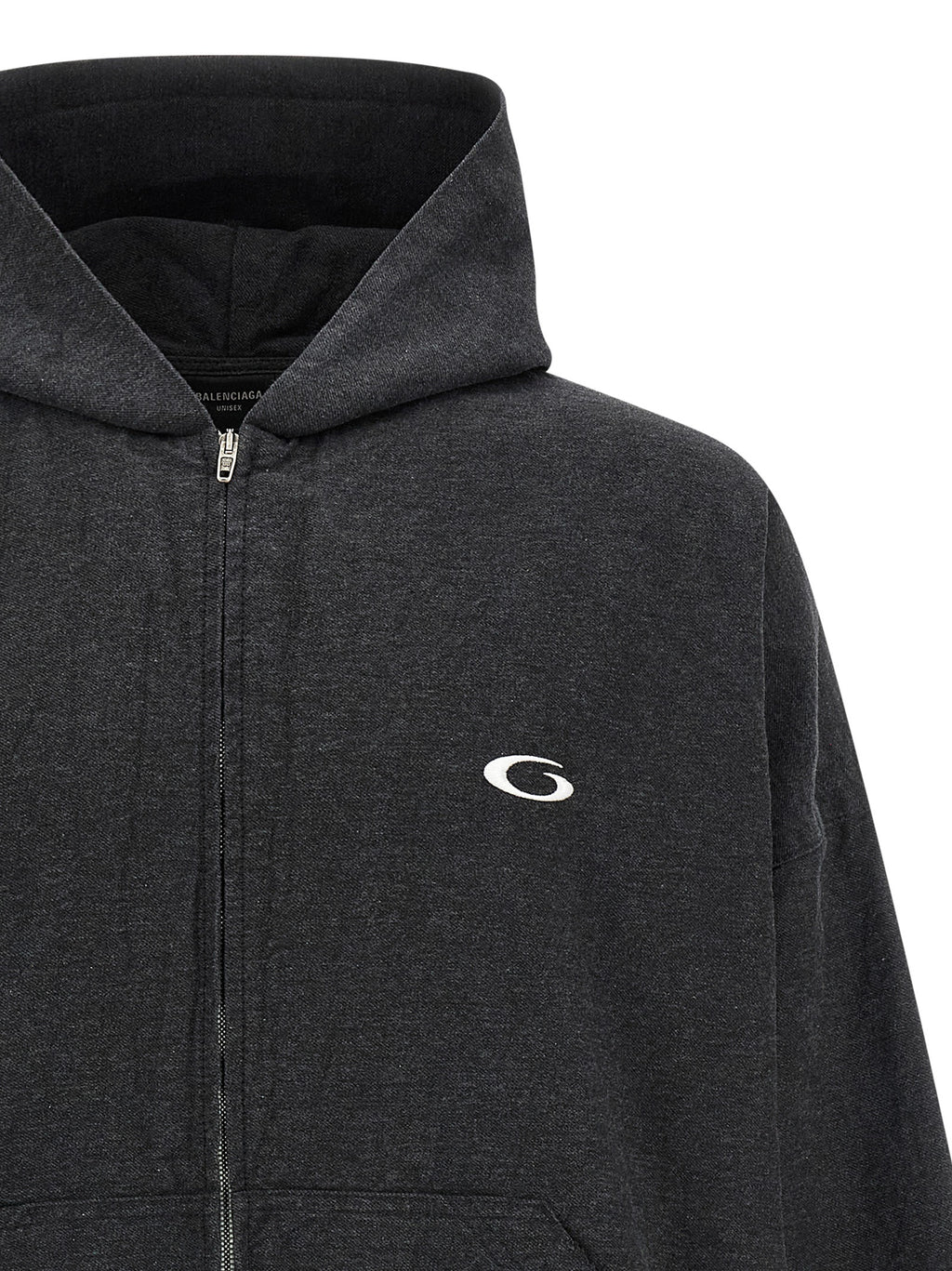 Sweat-shirt gris en coton de Balenciaga avec logo sur la poitrine, manches longues et coupe décontractée.