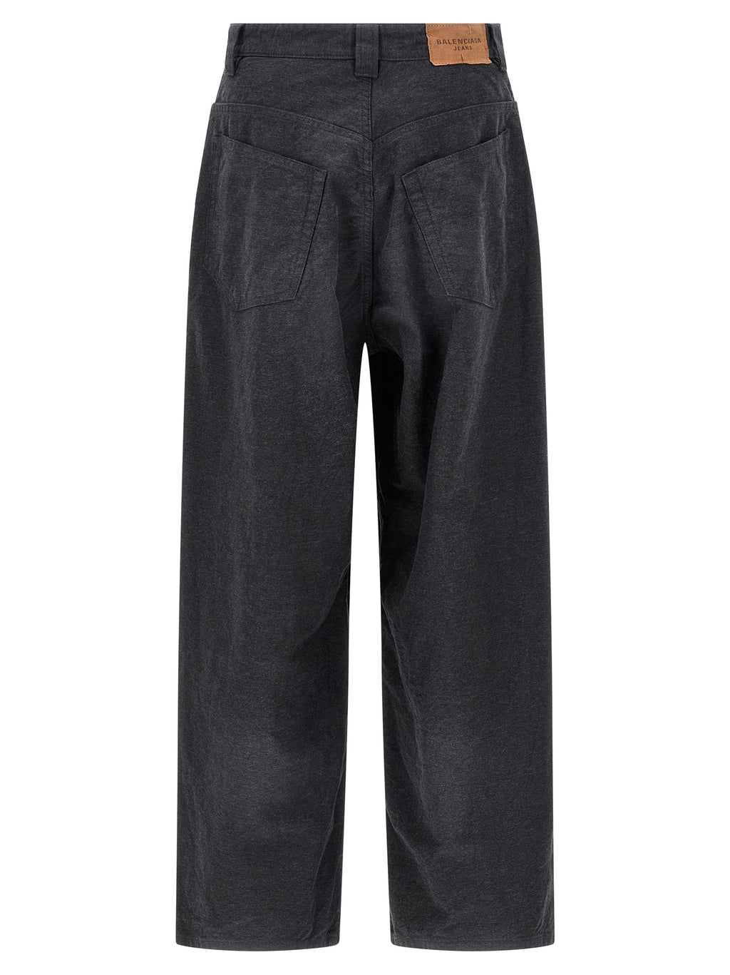 Pantalon décontracté gris en coton de la marque Balenciaga, vue de face sur fond blanc.