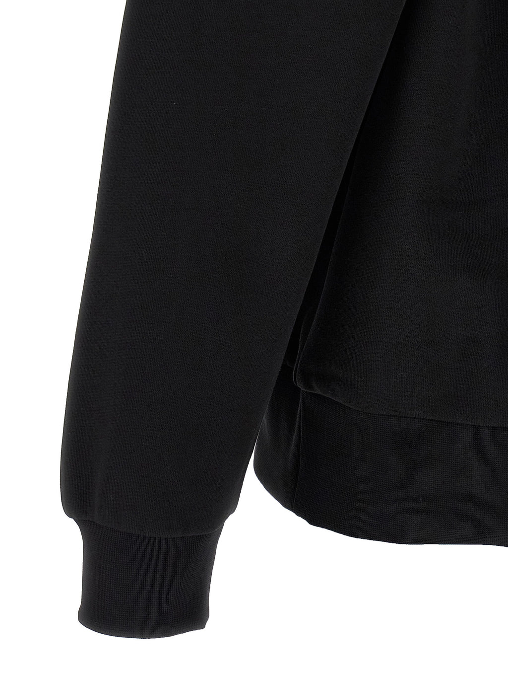 Sweat-shirt noir en coton de la marque Lacoste, avec logo crocodile visible sur la poitrine.
