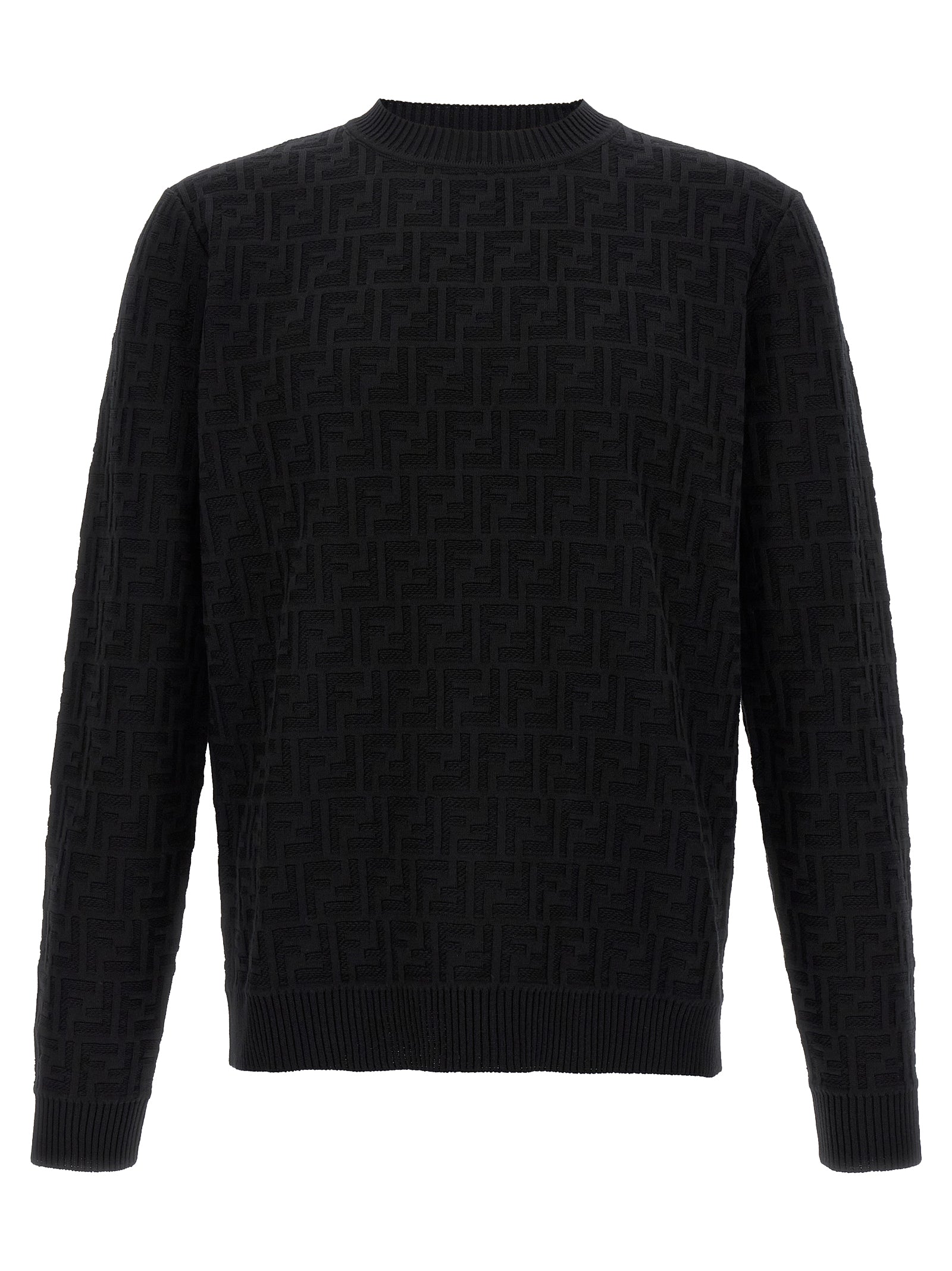 Cardigan en coton noir Fendi, veste élégante à manches longues et détails sophistiqués, portée décontractée ou chic.