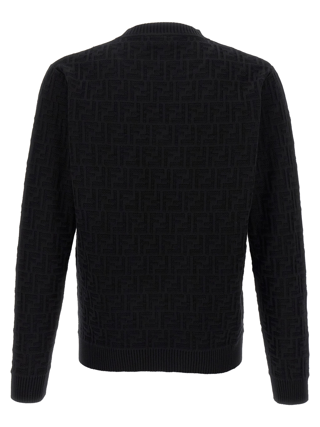 Cardigan noir en coton de la marque Fendi, finition élégante et style sophistiqué visible sur l'image.