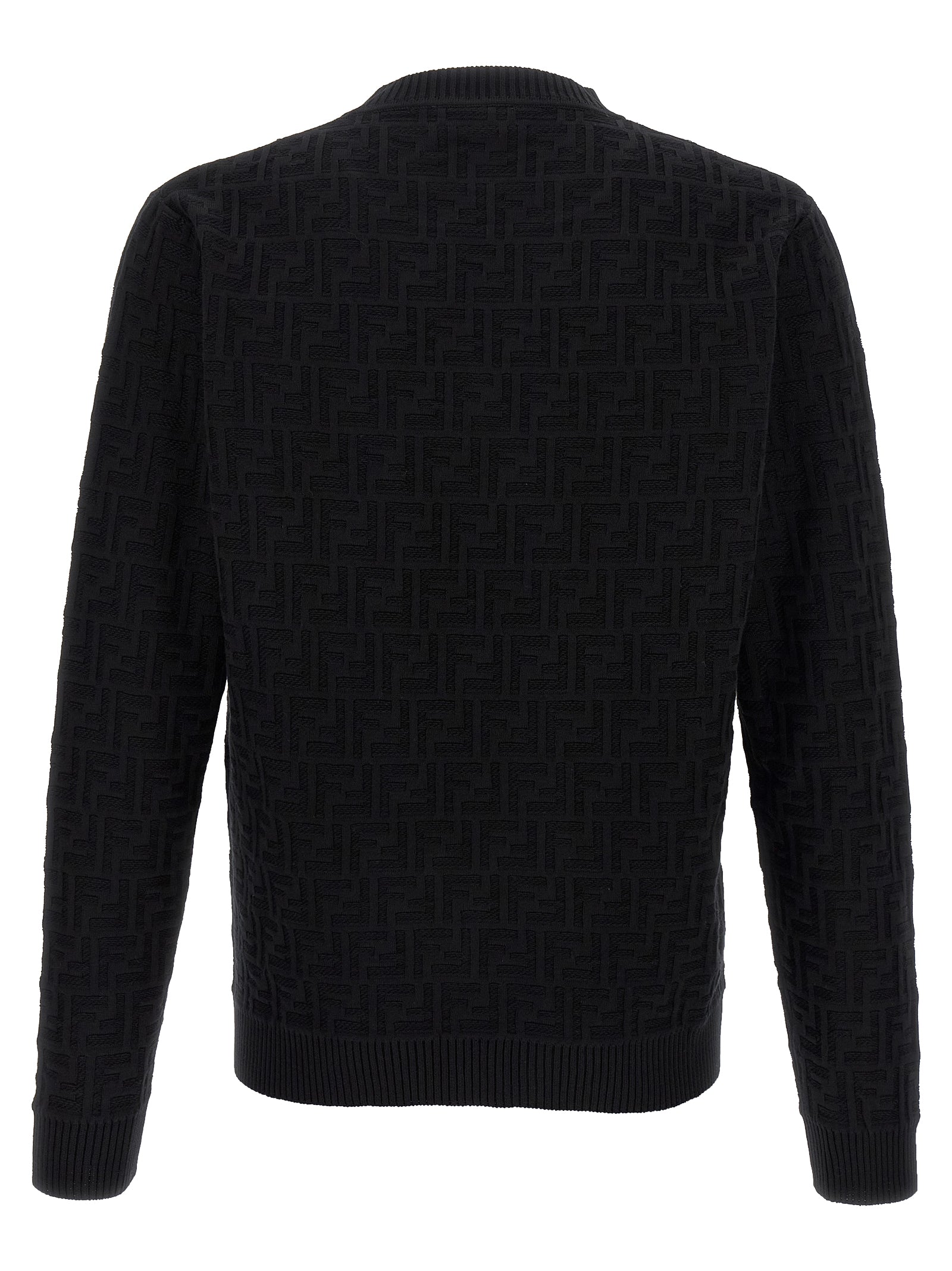 Cardigan noir en coton de la marque Fendi, finition élégante et style sophistiqué visible sur l'image.