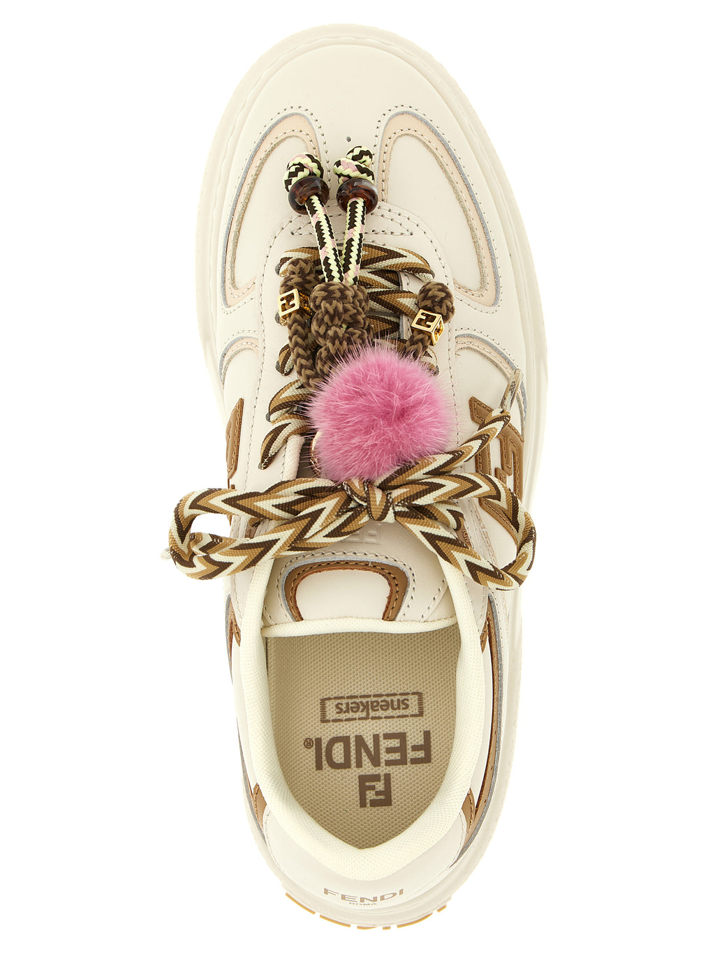 Sneakers plateforme multicolores en cuir de veau Fendi, style moderne avec semelle épaisse et design coloré.