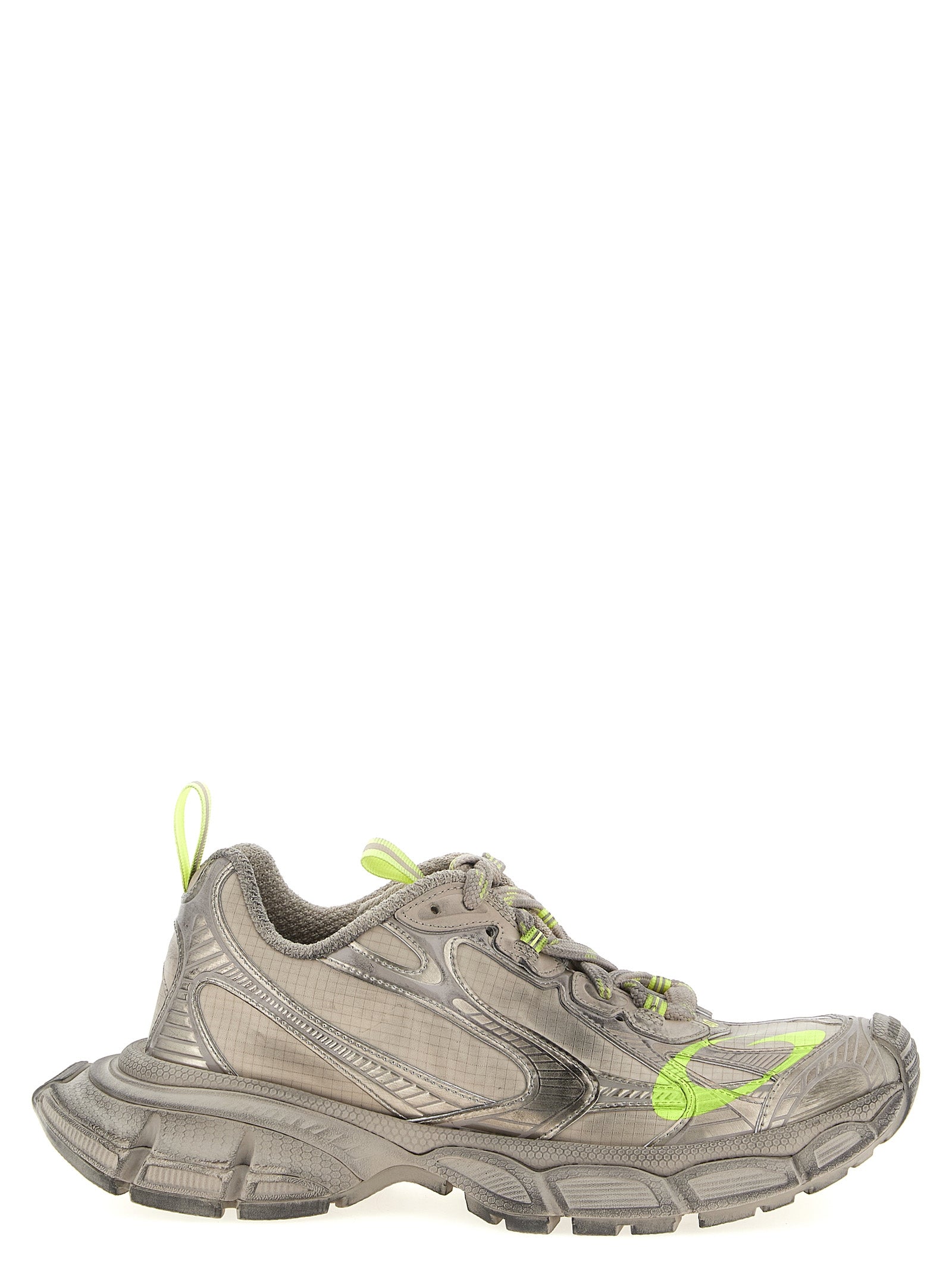 Chaussures de sport grises Balenciaga en polyéthylène, sneakers athlétiques modernes et confortables pour hommes ou femmes.