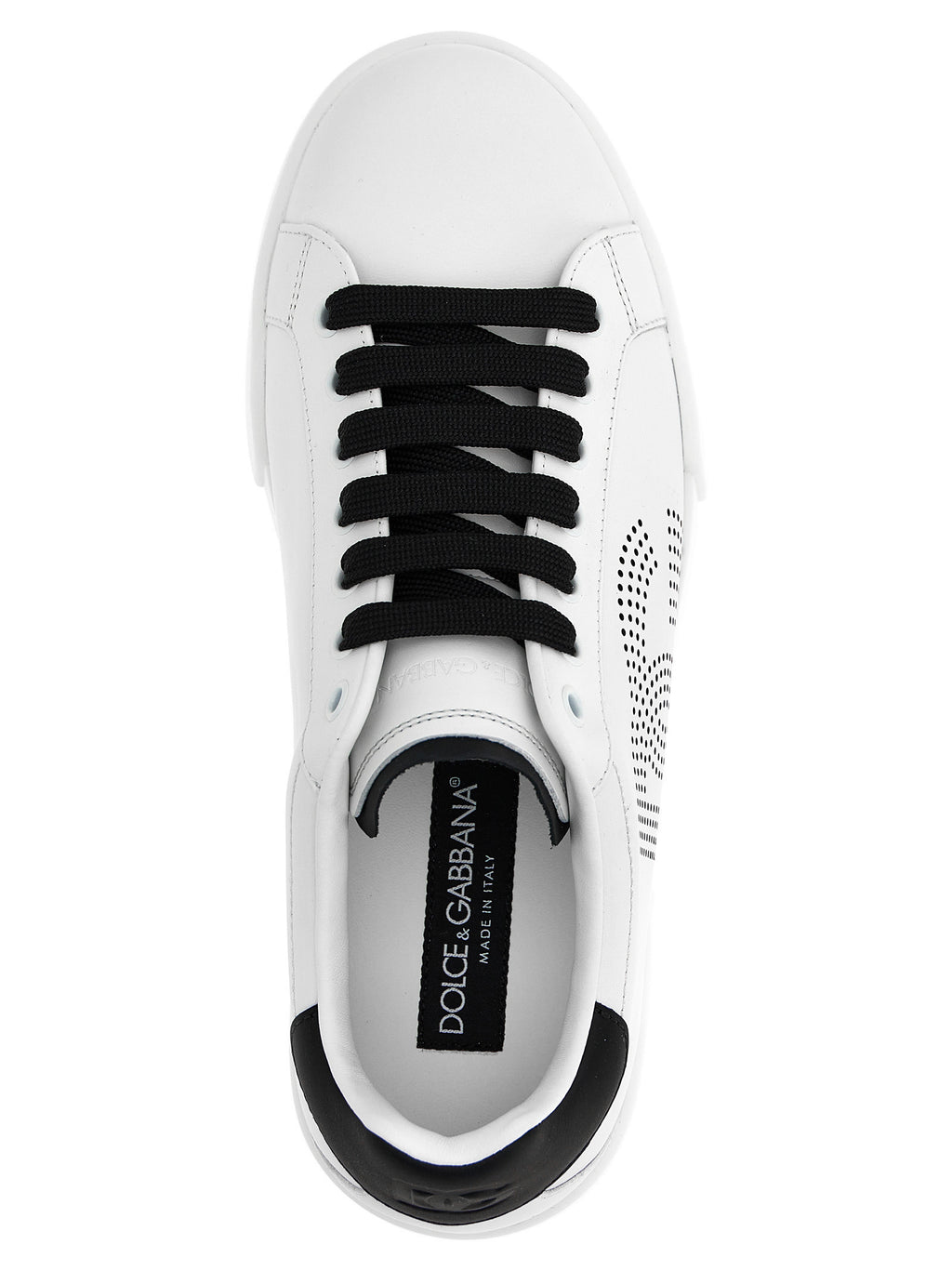 Chaussures basses Dolce & Gabbana en cuir bicolore pour homme, baskets en veau, style moderne et élégant.
