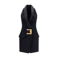 Robe décontractée en laine noire Balmain Oves Aries, coupe élégante et tissu chaud, portée décontractée pour un style chic.
