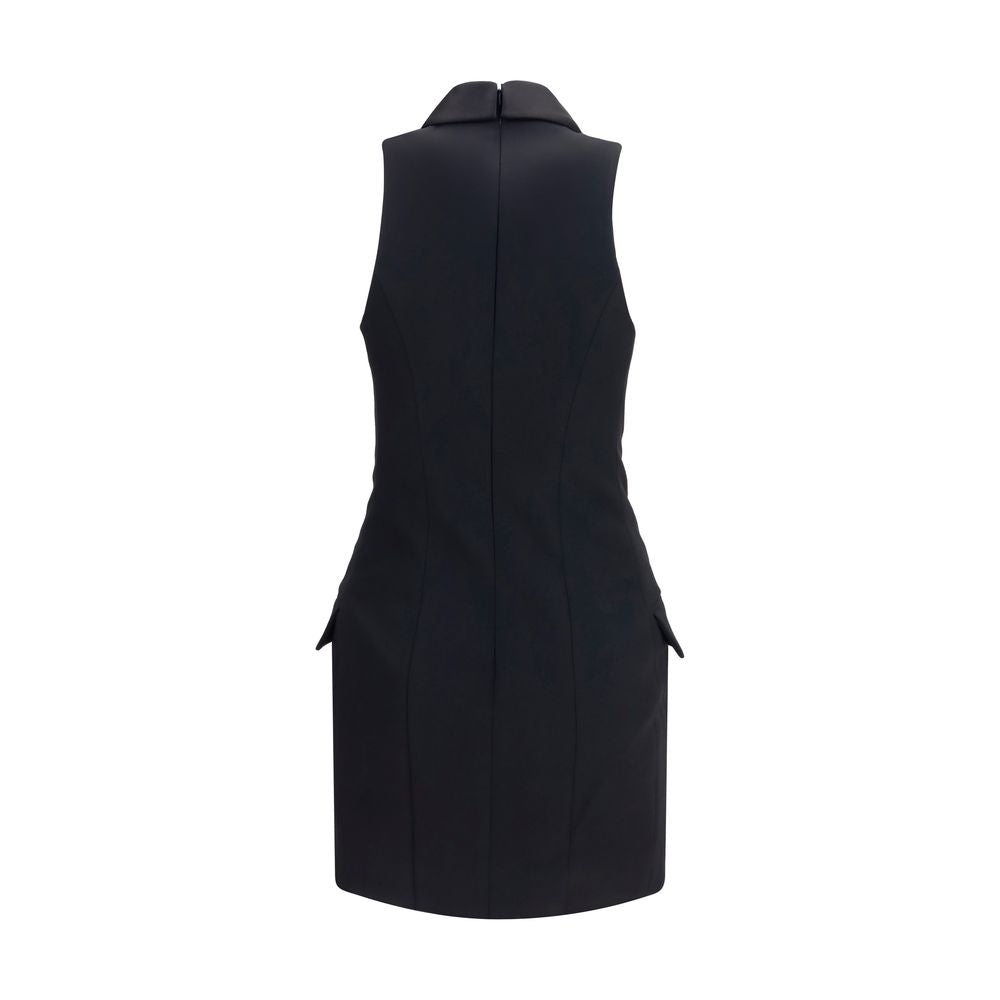 Robe décontractée en laine noire Balmain Oves Aries, coupe élégante et style casual pour femme.