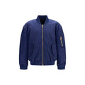 Veste bomber en polyamide bleue de Balmain, avec détails modernes et coupe élégante, vue de face.