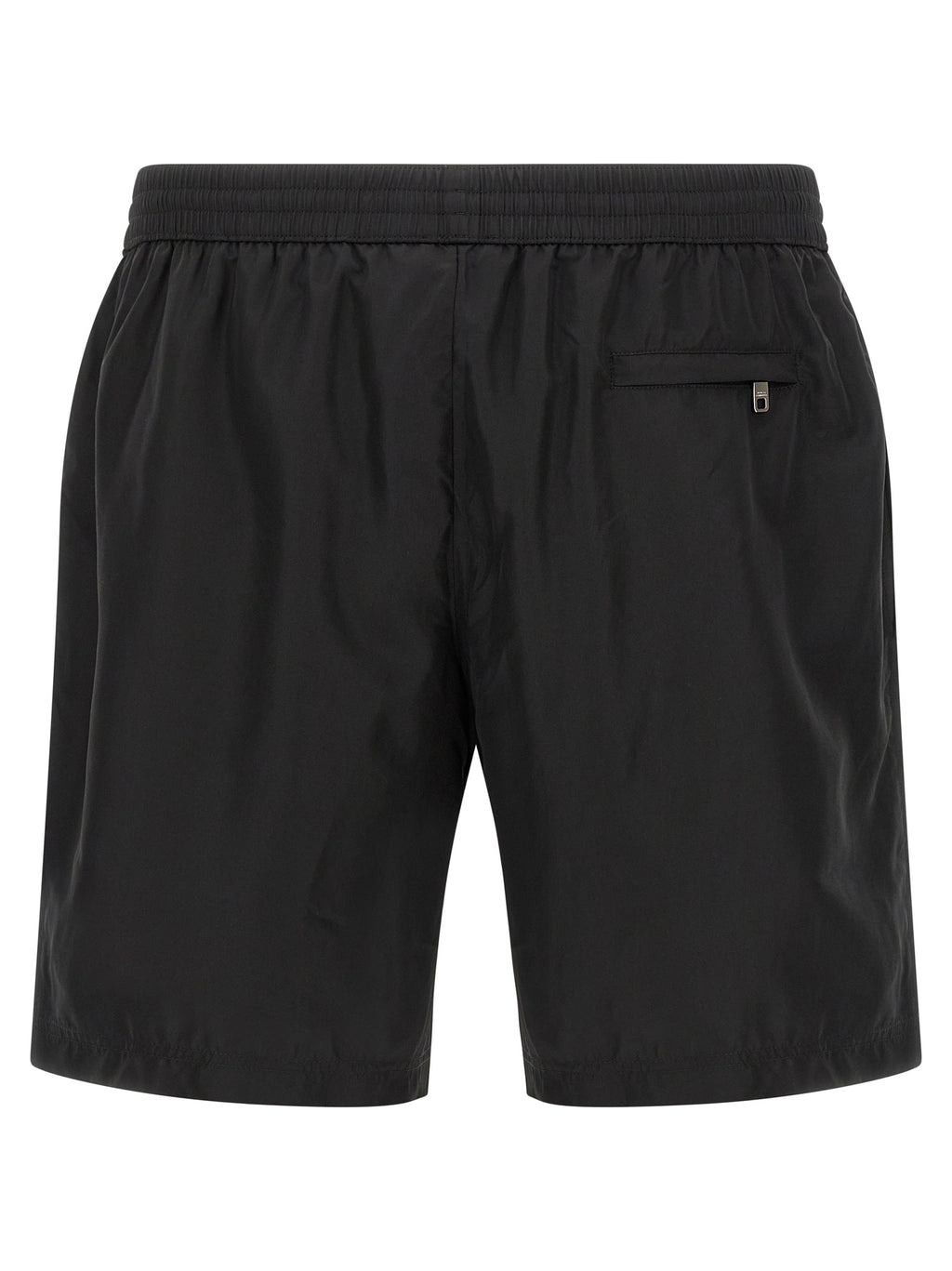 Short de bain en polyamide noir Dolce & Gabbana, avec logo et détails élégants, pour un look sophistiqué à la plage.