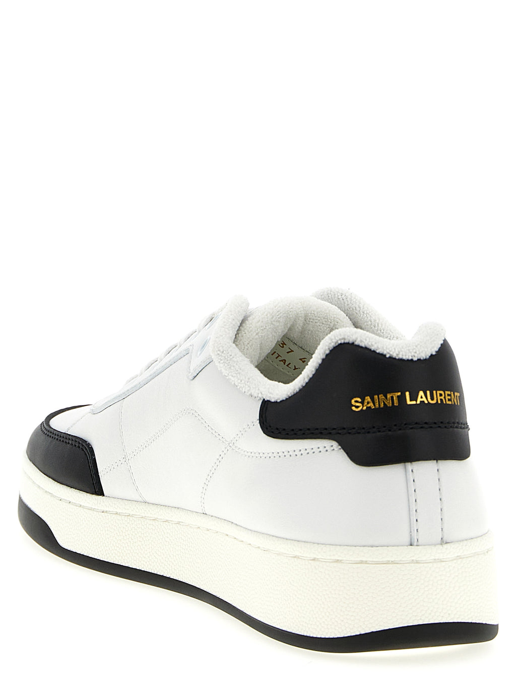 Chaussures Saint Laurent Bicolor en cuir de veau, baskets basses élégantes avec design moderne et finition soignée.