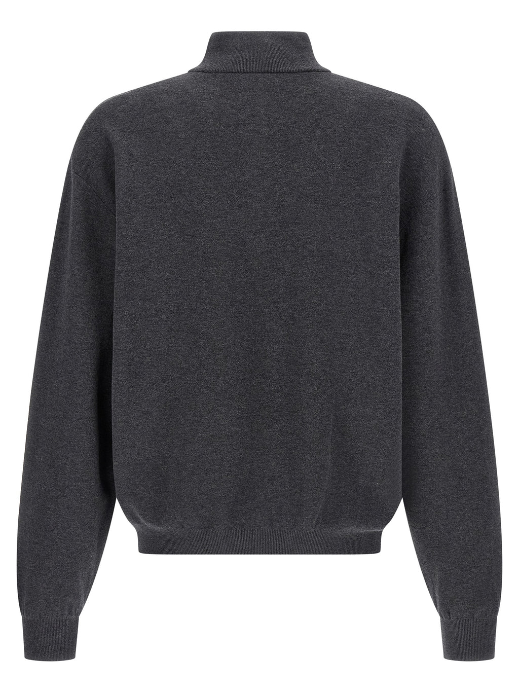 Cardigan gris en coton de la marque Balenciaga, détails doux et texture visible, porté ou posé sur un fond neutre.
