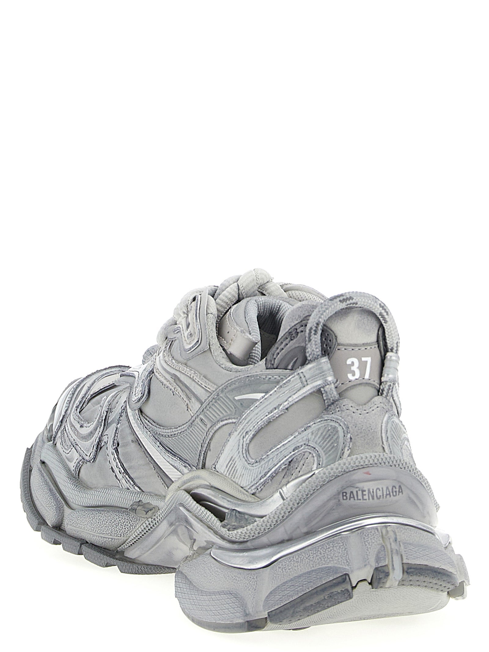 Chaussures de sport gris en polyéthylène de la marque Balenciaga, baskets athlétiques modernes et confortables.
