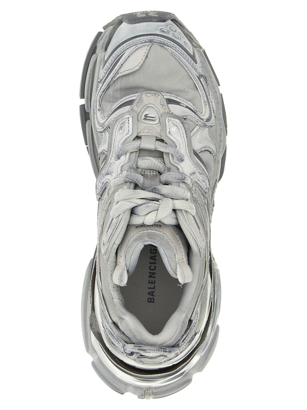 Baskets sportives gris en polyéthylène de Balenciaga, sneakers athlétiques modernes et confortables pour homme.