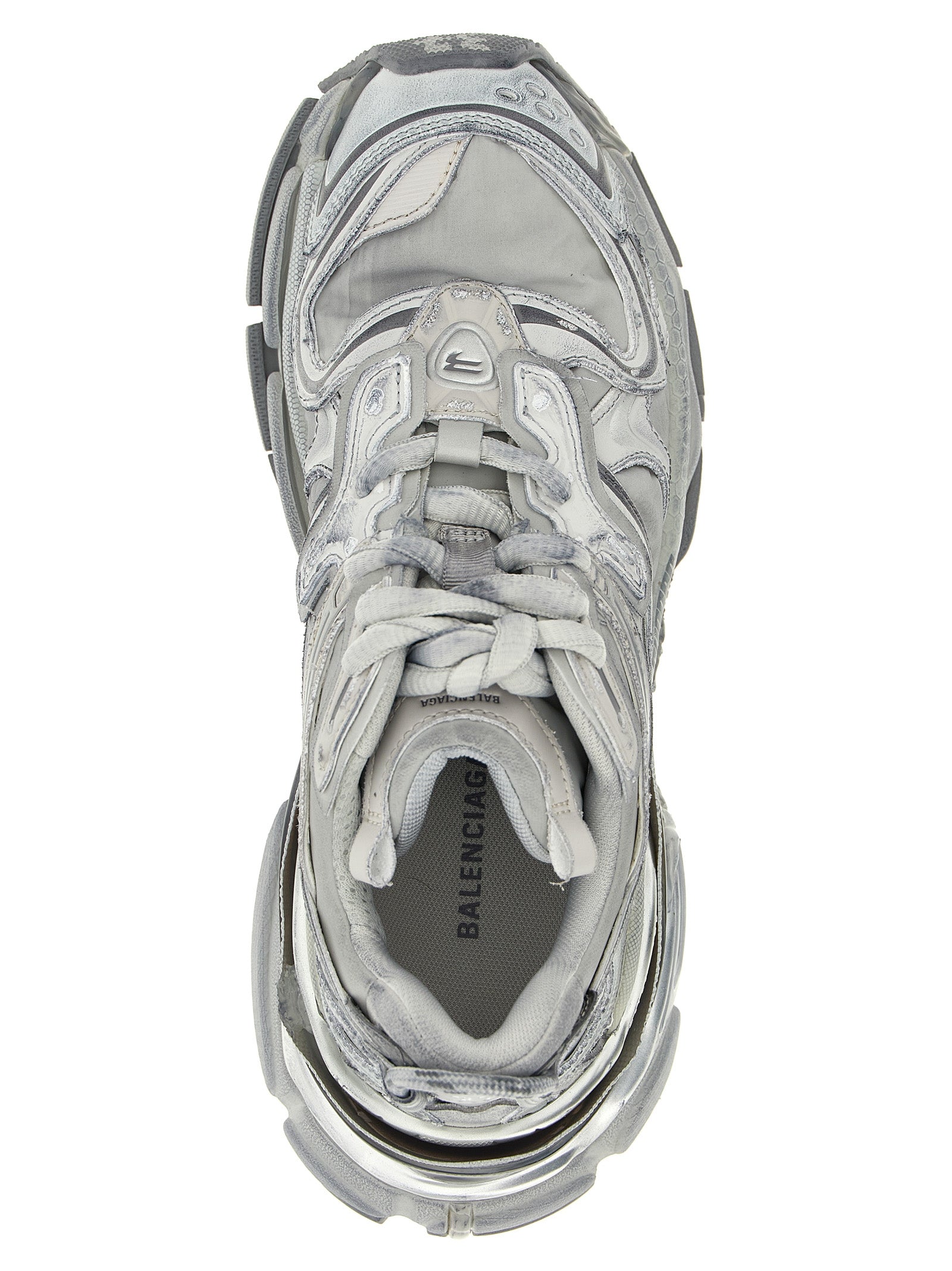 Baskets sportives gris en polyéthylène de Balenciaga, sneakers athlétiques modernes et confortables pour homme.