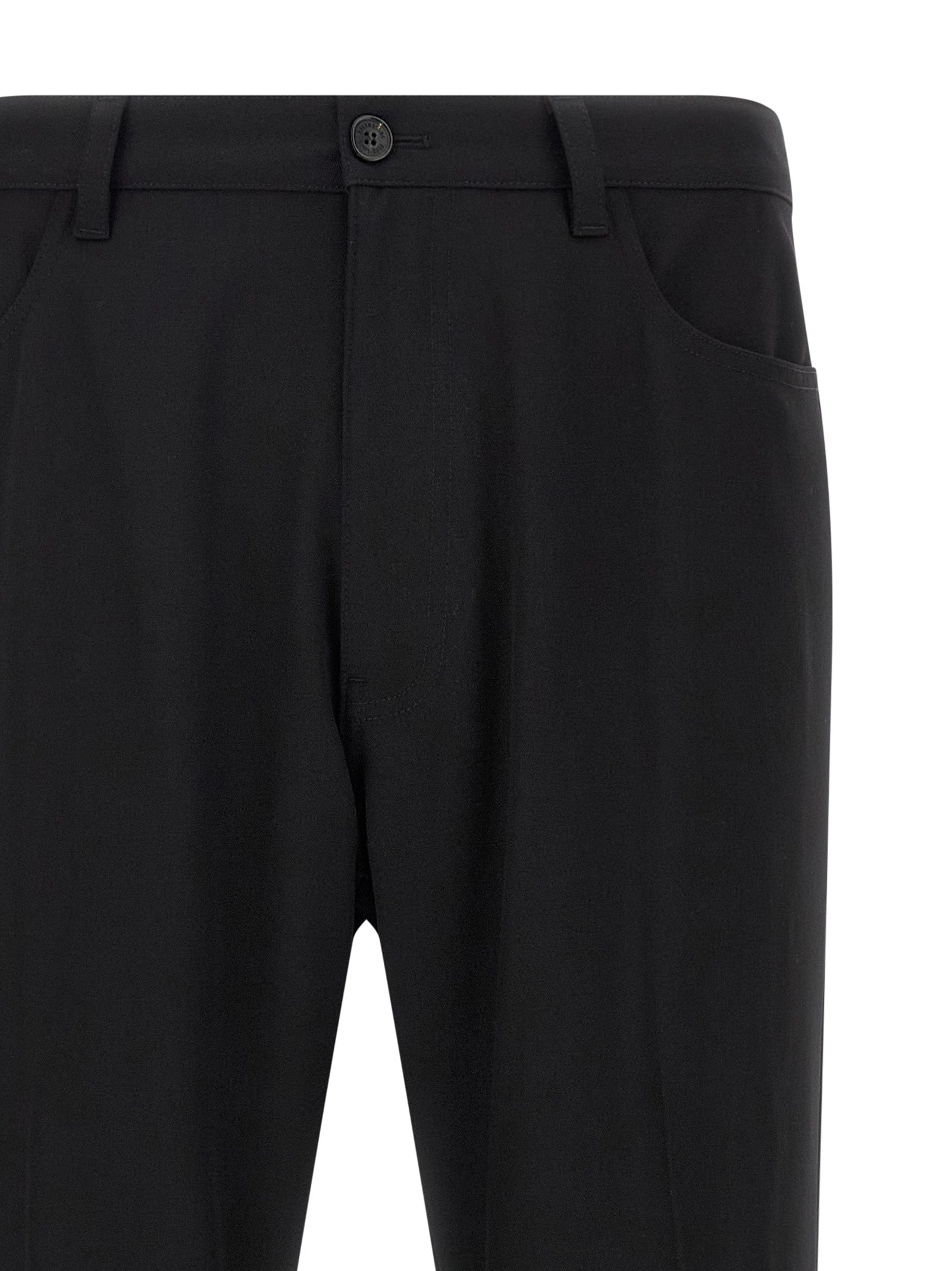 Pantalons habillés noirs en laine de Balenciaga, coupe élégante et moderne, décontractés et sophistiqués.