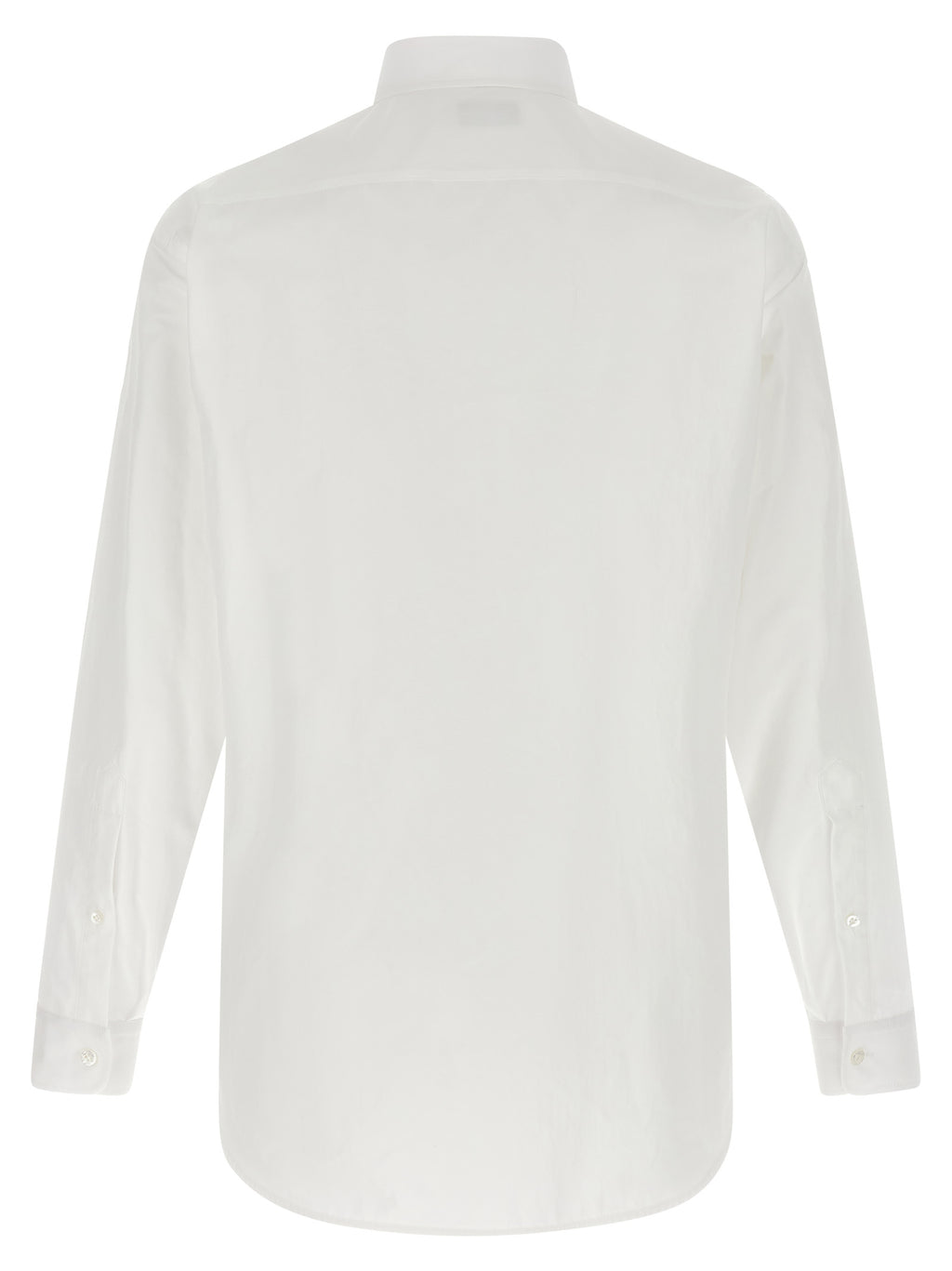 Chemise blanche en coton de la marque Balenciaga, avec col classique et manches longues, vue de face.
