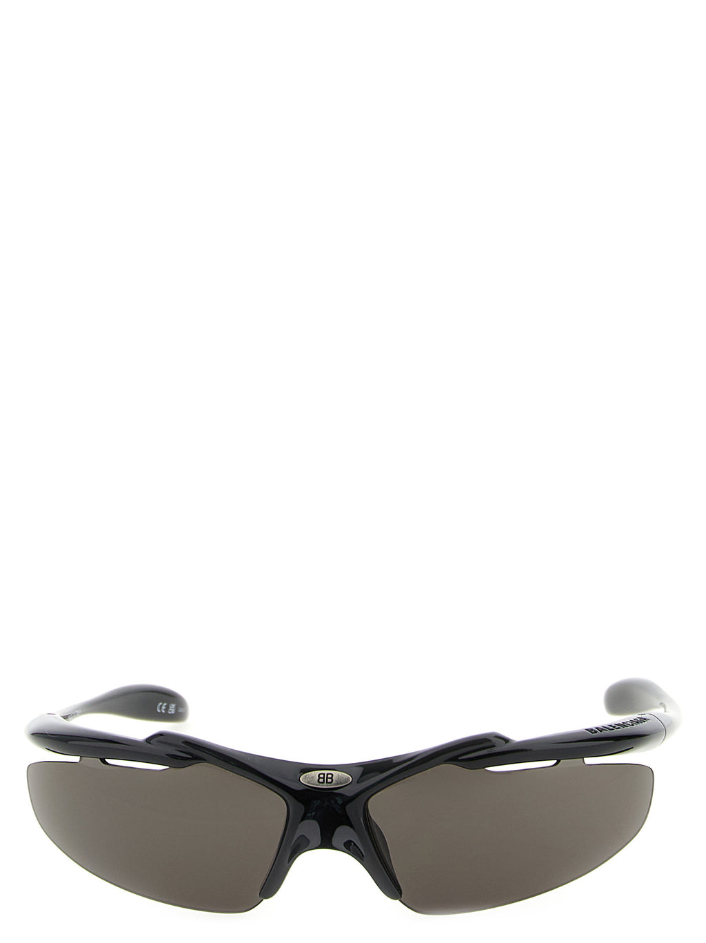 Lunettes de soleil Balenciaga en polyamide noir avec monture élégante et modernes, vues de face.