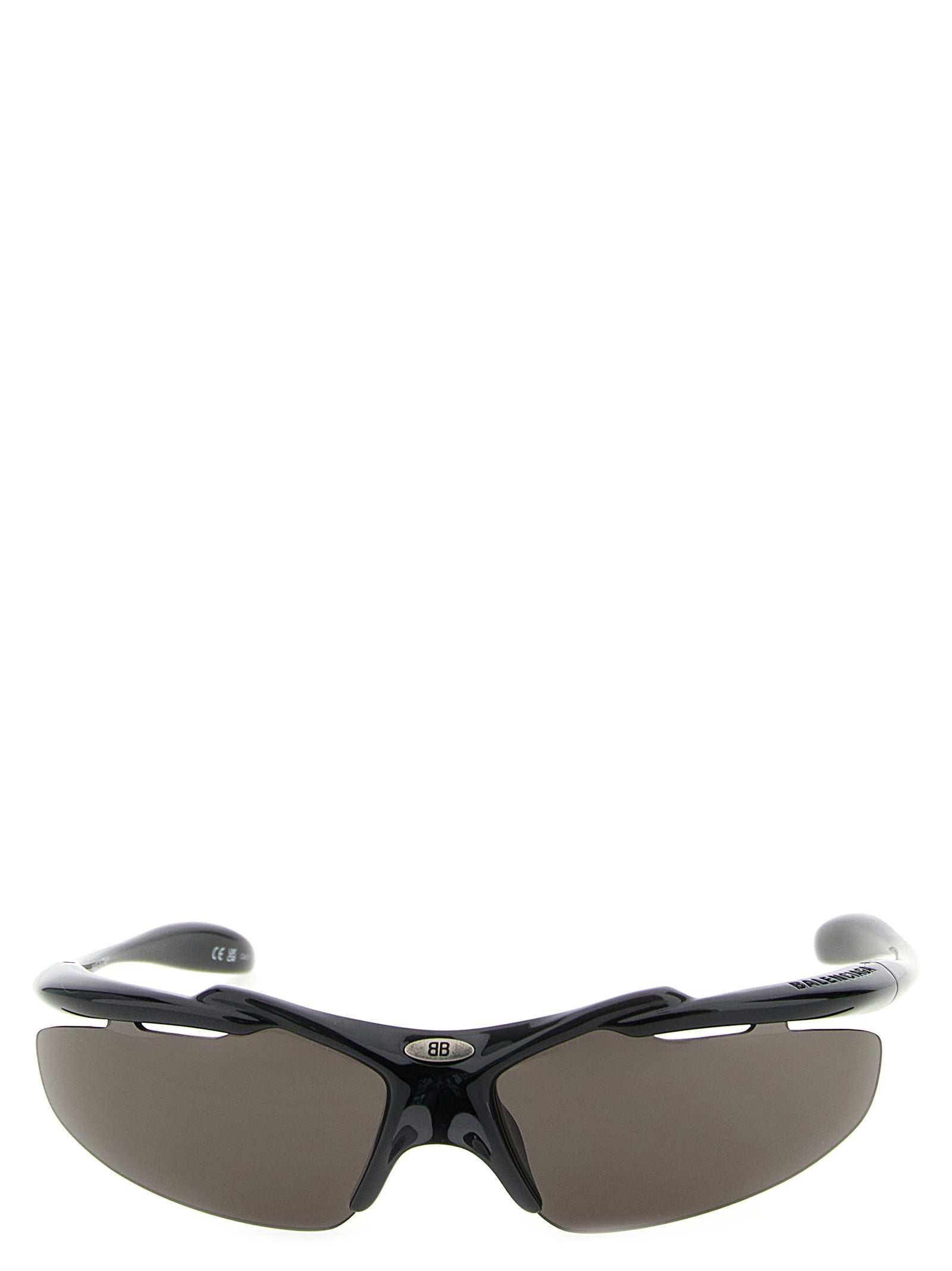 Lunettes de soleil Balenciaga en polyamide noir avec monture élégante et modernes, vues de face.