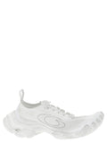 Chaussures de sport Balenciaga blanches en polyester, baskets athlétiques modernes avec semelle épaisse et design tendance.