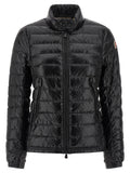 Veste longue Moncler Grenoble en polyamide noire, coupe ajustée, avec capuche et fermetures zippées.