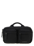 Sac à bandoulière Givenchy en polyamide noir, vue de face avec détails du design élégant et logo de la marque.