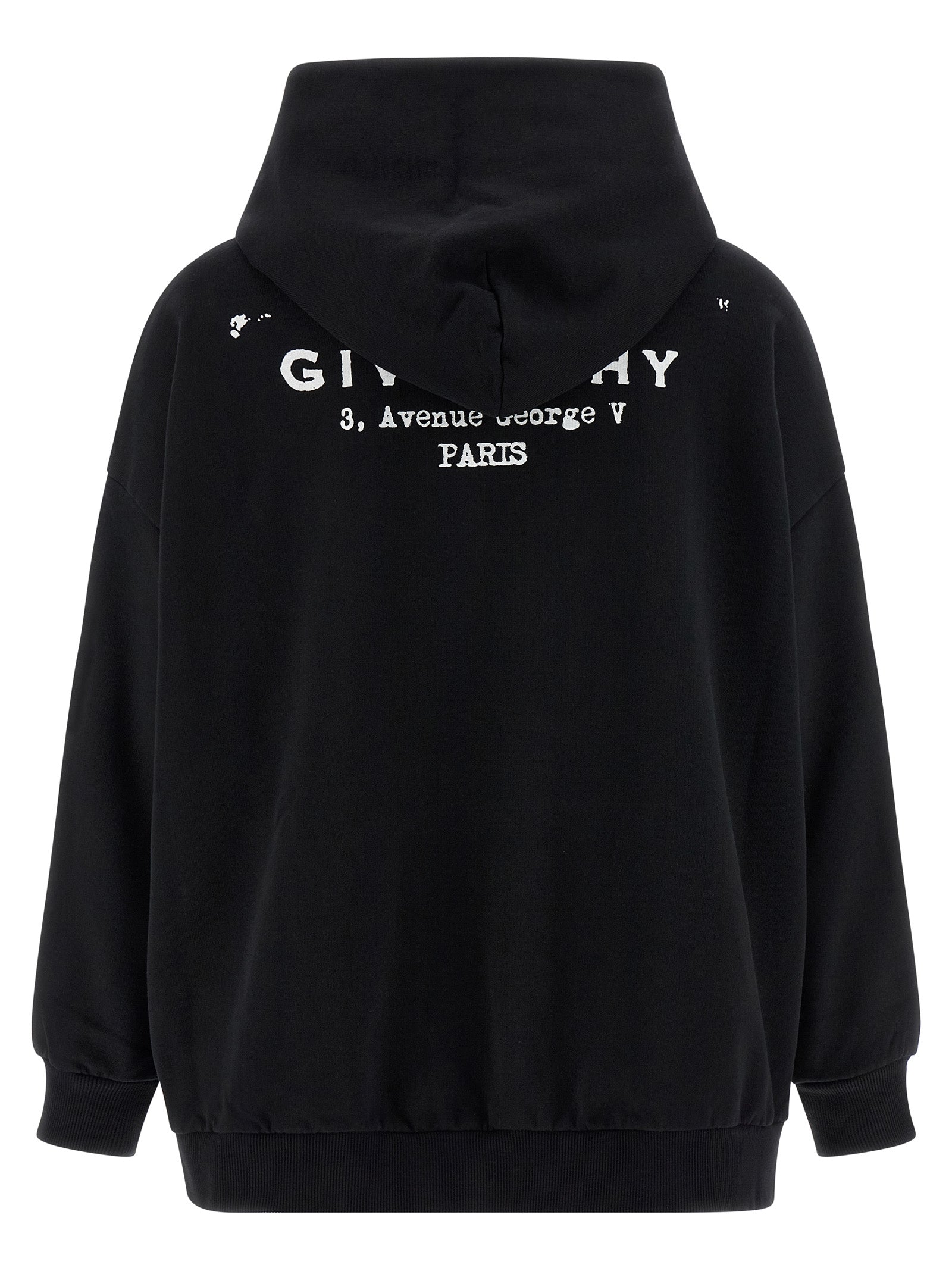 Sweat à capuche en coton bicolore Givenchy avec logo brodé, décontracté et tendance, porté sur un mannequin.