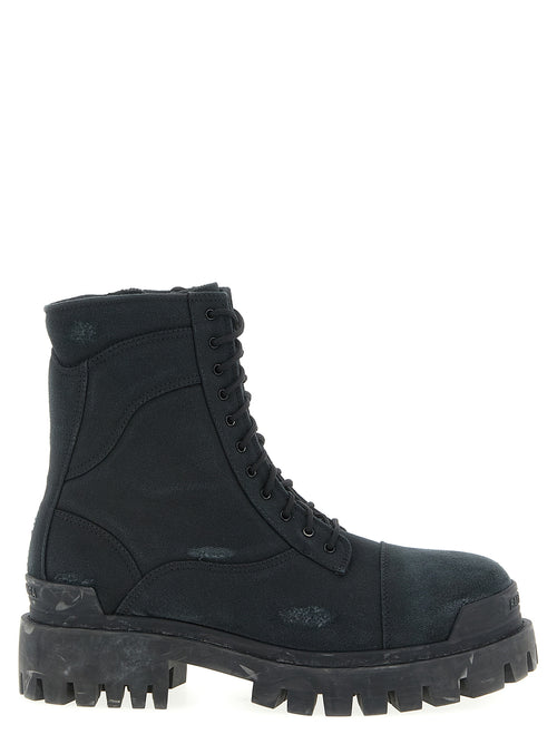Bottines Chelsea noires en coton de la marque Balenciaga, avec détails élégants et semelle solide.