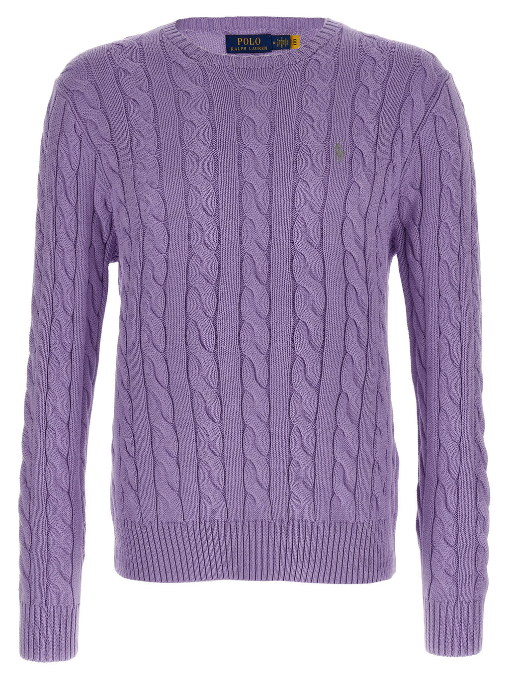 Cardigan en coton violet Polo Ralph Lauren avec col en V et boutons, porté sur un mannequin.