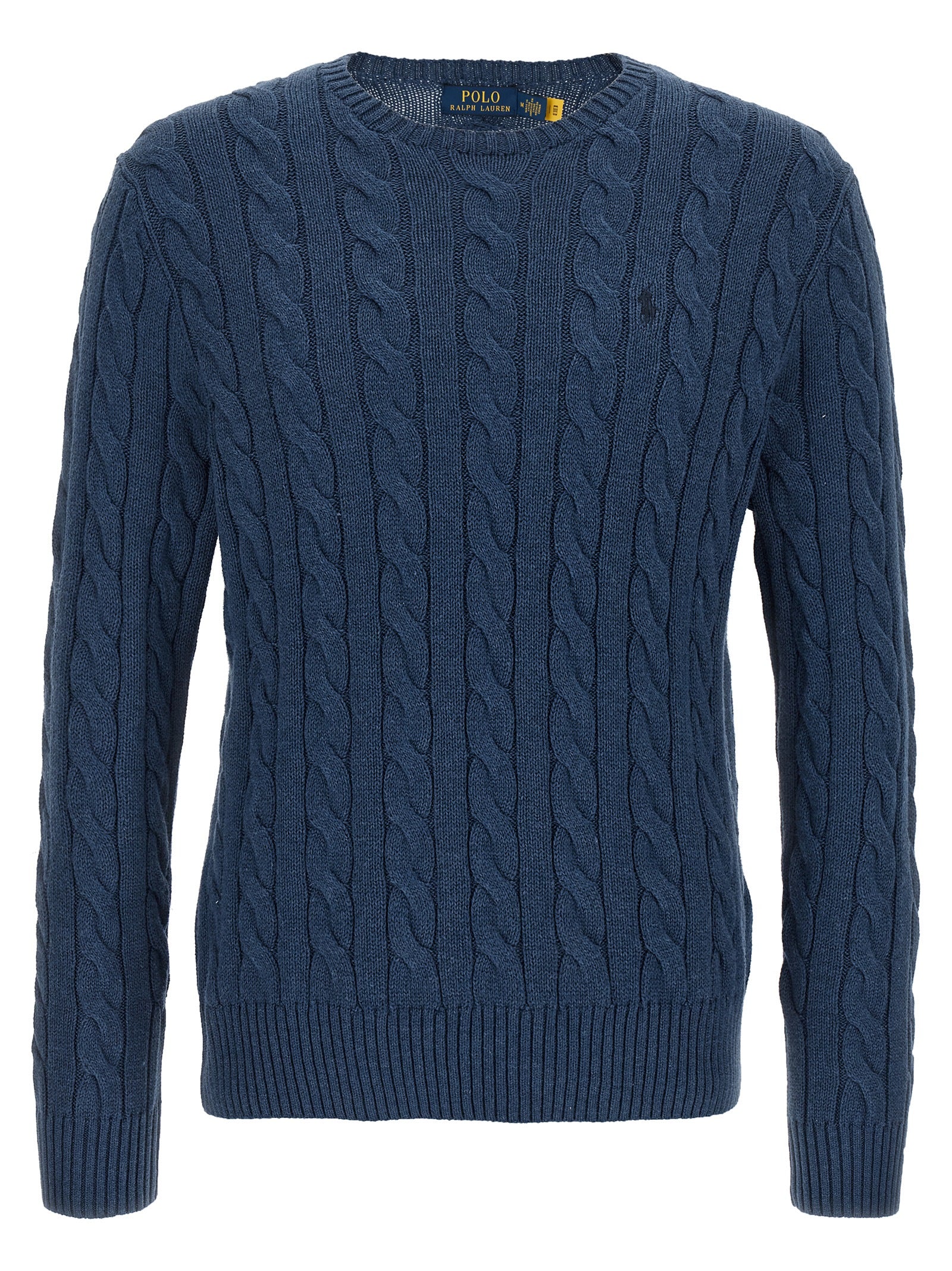 Cardigan en coton bleu Polo Ralph Lauren porté, avec col en V et boutons, style classique et élégant.