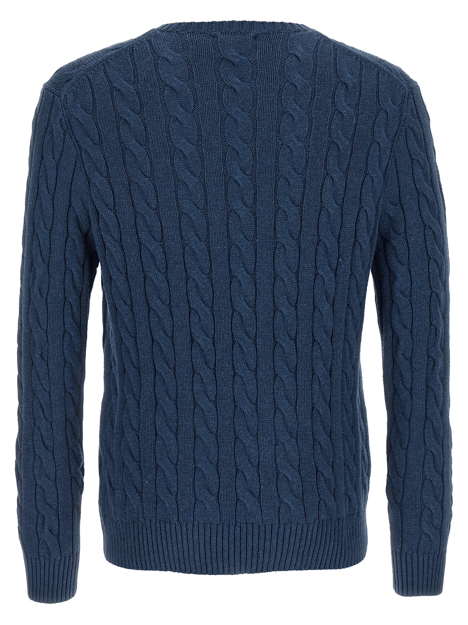 Cardigan en coton bleu Polo Ralph Lauren, coupe classique et détails élégants, porté sur un mannequin.