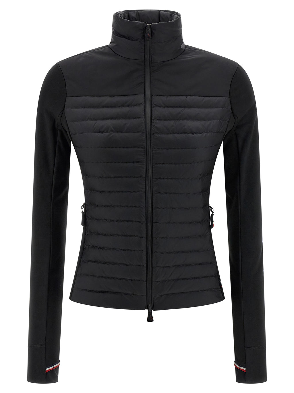 Cardigan en polyamide noir Moncler Grenoble, veste légère avec fermeture éclair, détails modernes et style élégant.