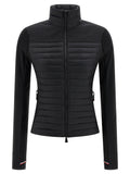 Cardigan en polyamide noir Moncler Grenoble, veste légère avec fermeture éclair, détails modernes et style élégant.