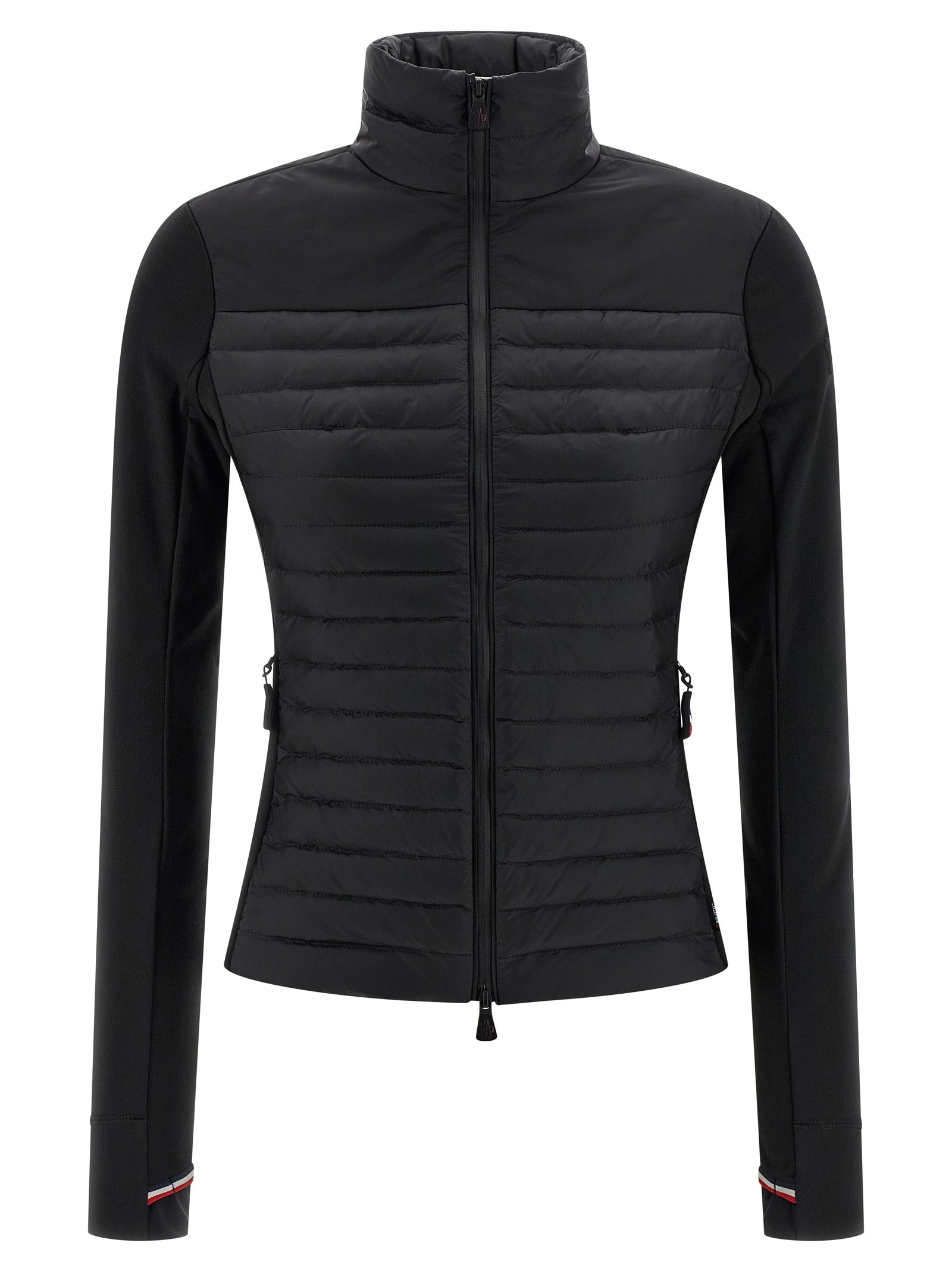 Cardigan en polyamide noir Moncler Grenoble, veste légère avec fermeture éclair, détails modernes et style élégant.