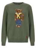 Cardigan bicolore en coton Polo Ralph Lauren avec col en V et boutons, porté sur un mannequin blanc.