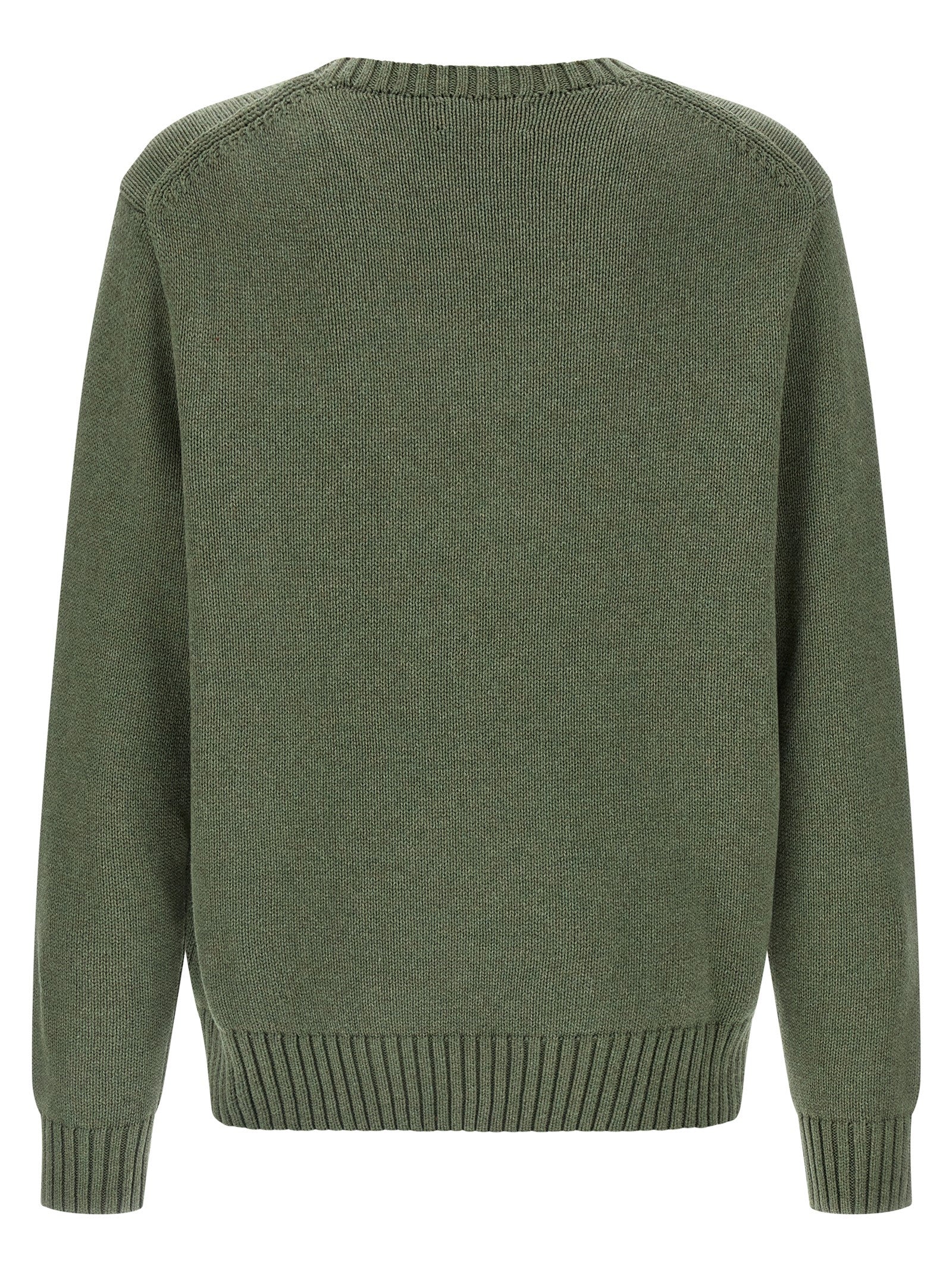 Cardigan en coton bicolore Polo Ralph Lauren, avec col en V et boutons, porté sur un modèle.
