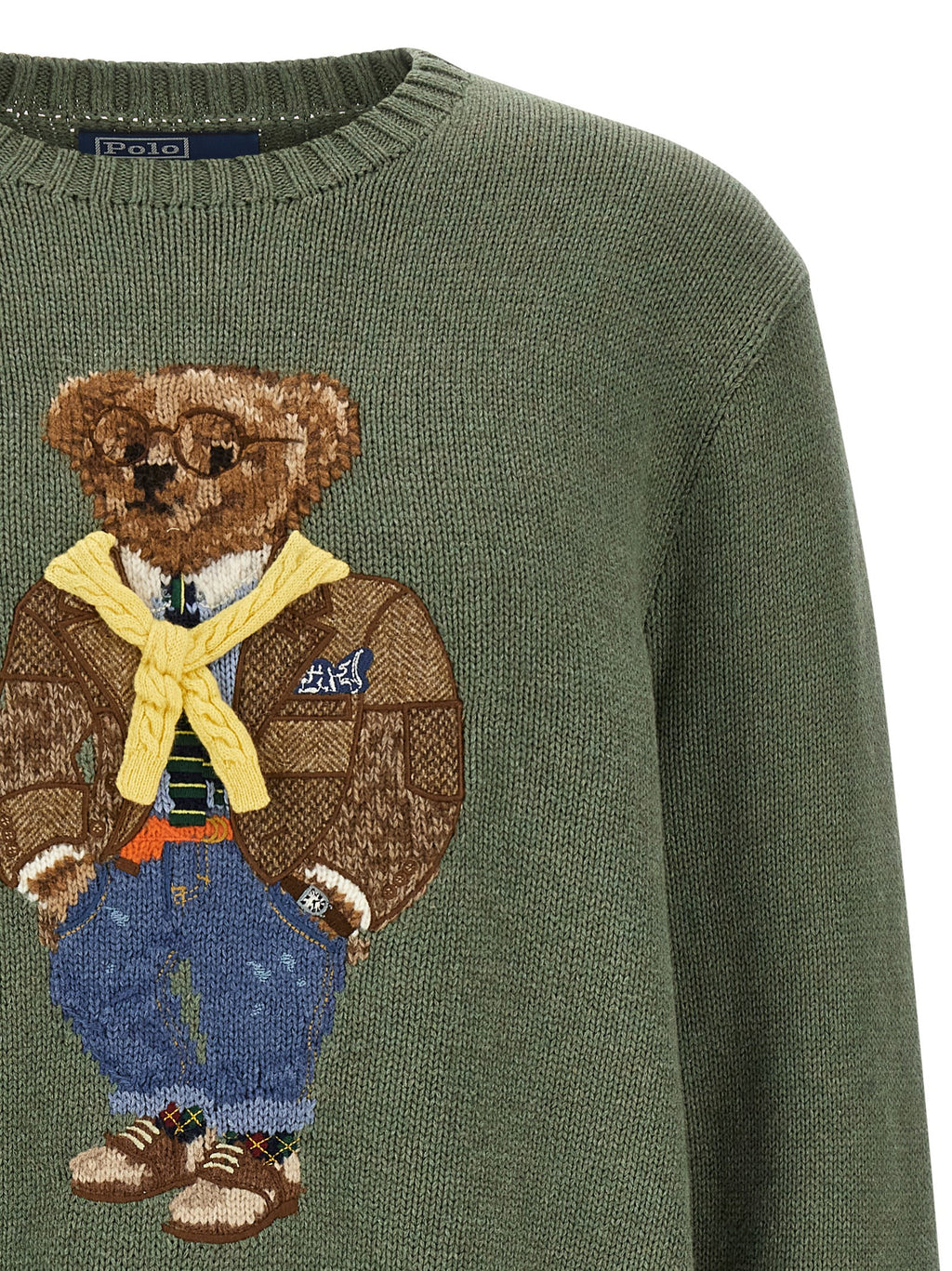 Cardigan en coton bicolore Polo Ralph Lauren, élégant avec col en V et boutons, porté comme vêtement décontracté.
