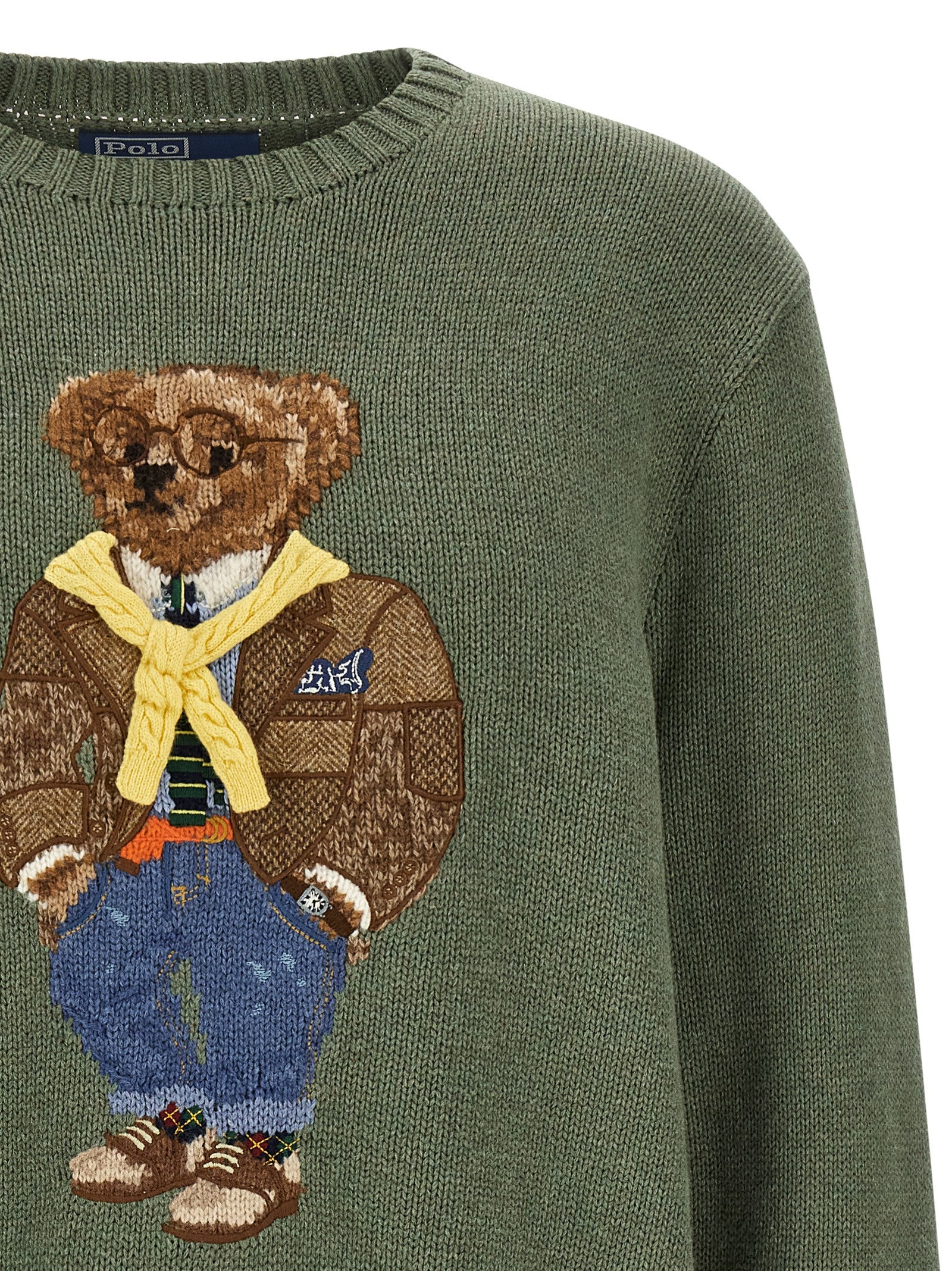 Cardigan en coton bicolore Polo Ralph Lauren, élégant avec col en V et boutons, porté comme vêtement décontracté.