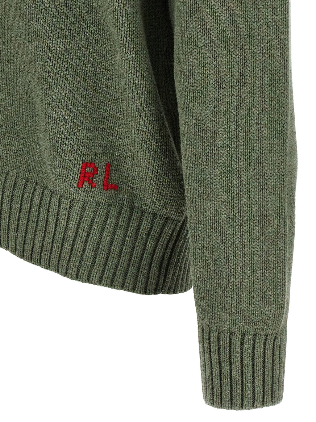 Cardigan bicolore en coton Polo Ralph Lauren, vue de face, avec col en V et boutons, porté sur un mannequin.
