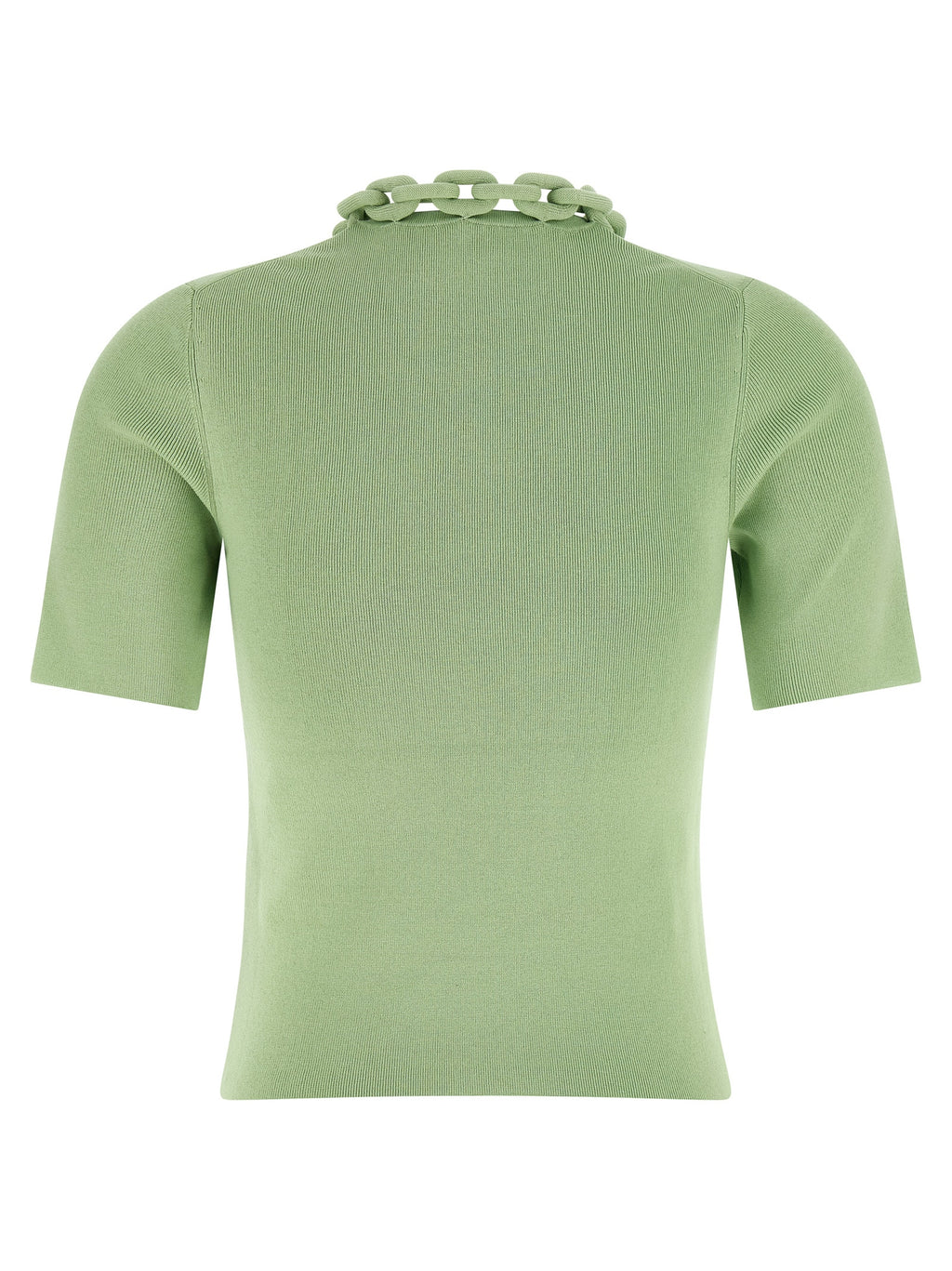 T-shirt bicolore en textile Paco Rabanne, coupe décontractée, avec logo de la marque visible sur le devant.