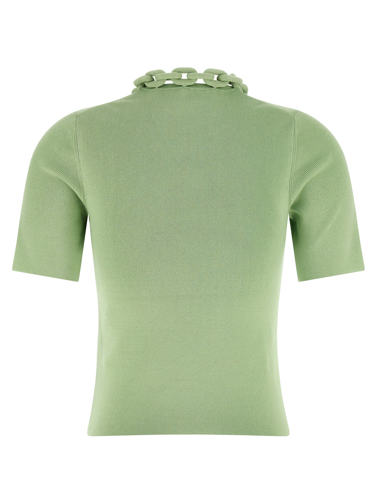 T-shirt bicolore en textile Paco Rabanne, coupe décontractée, avec logo de la marque visible sur le devant.