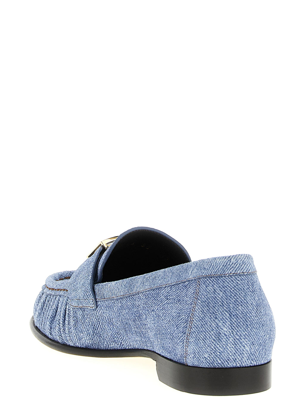 Chaussures Fendi en cuir de veau bleu, mocassins slip-on élégants pour homme, avec design sophistiqué et finition de haute qualité.