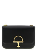 Sac à bandoulière Gucci en cuir de veau noir, élégant et sophistiqué, avec détails en métal doré et finition soignée.