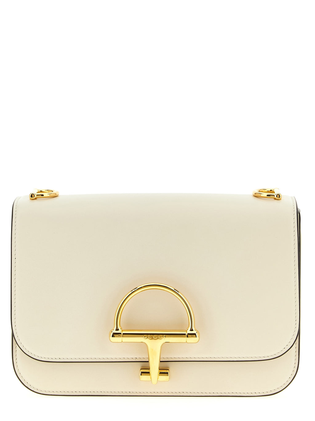 Sac à épaule en veau blanc Gucci, élégant et sophistiqué, avec détails en cuir visible sur l'image.