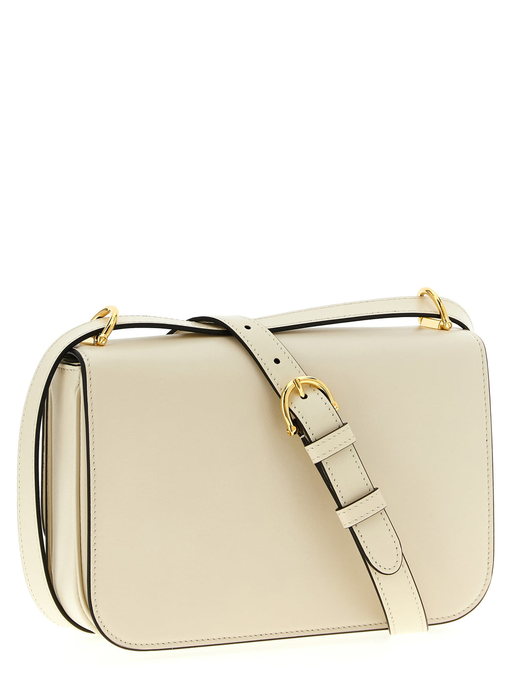 Sac à bandoulière en cuir de veau blanc Gucci, élégant et sophistiqué, avec détails emblématiques de la marque.