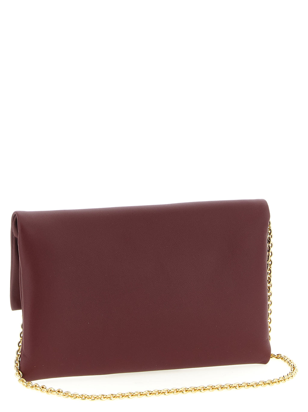 Sac clutch Fendi en cuir d'agneau bordeaux, élégant et sophistiqué, avec détails raffinés et finition de haute qualité.