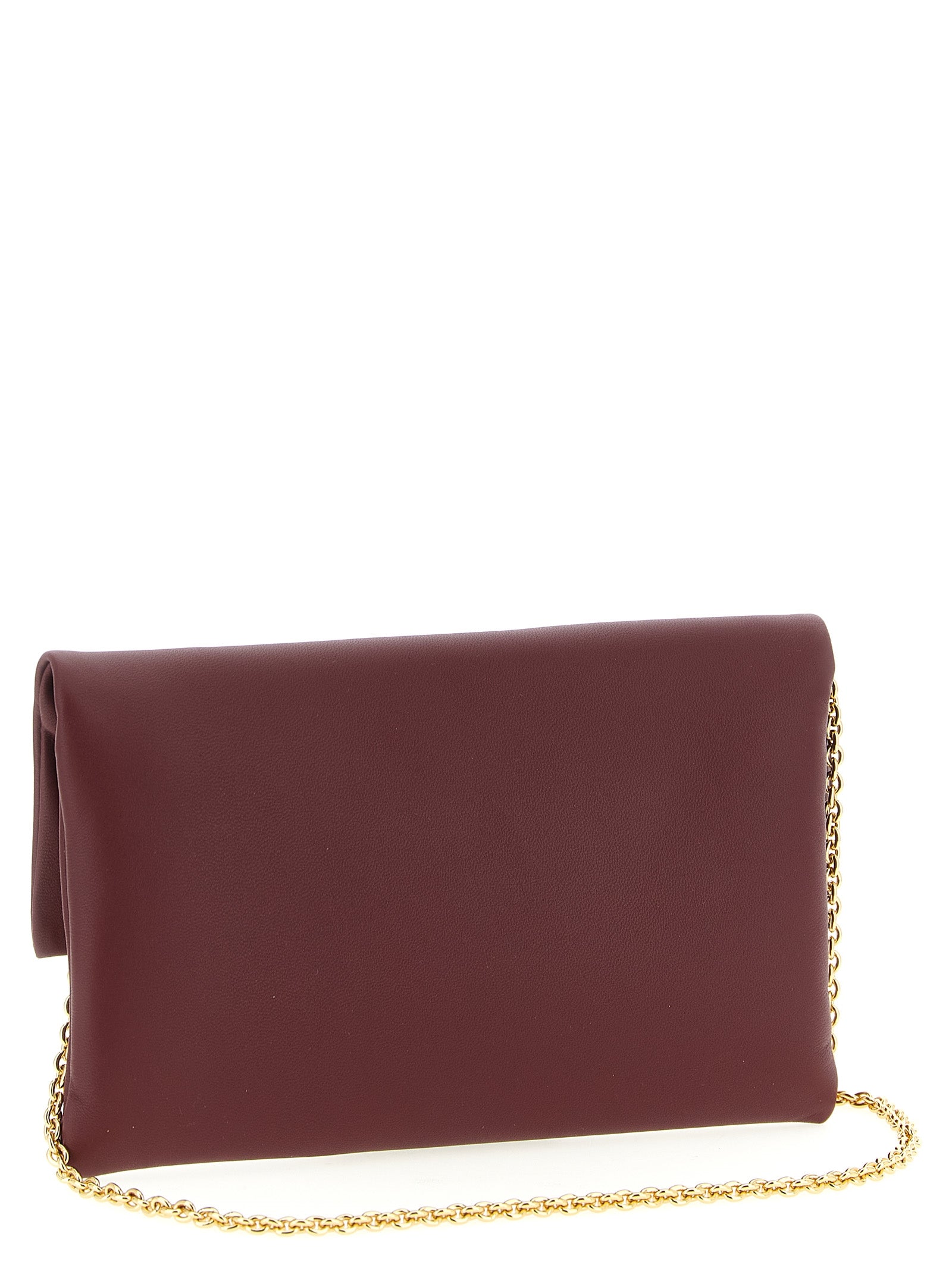 Sac clutch Fendi en cuir d'agneau bordeaux, élégant et sophistiqué, avec détails raffinés et finition de haute qualité.