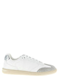 Basket en cuir blanc Versace pour homme, chaussures basses à lacets avec logo distinctif.