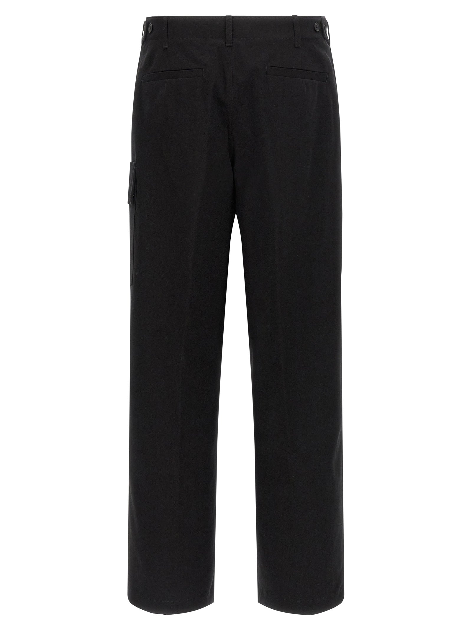 Pantalons cargo noirs en coton de la marque Fendi, avec poches latérales et coupe décontractée.