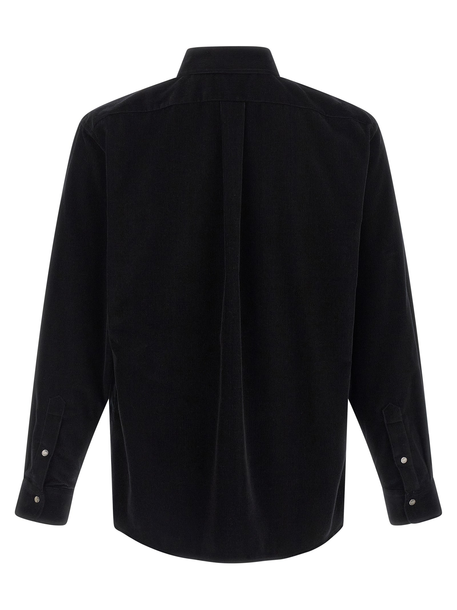Chemise noire en coton de la marque Fendi, vue détaillée du tissu et du design élégant.