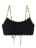Maillot de bain bikini noir en polyamide de la marque Burberry, détails élégants et tissu léger visible sur l'image.